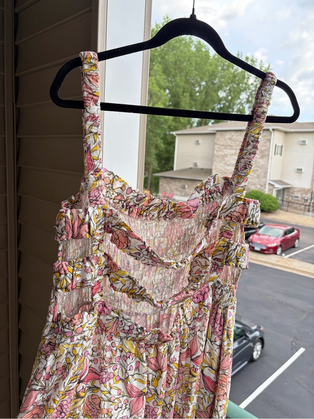🆕💖 Abbey Glass XL Floral Linen Blend Smocked Maxi Dress Cottagecore Sundress - Picture 8 of 17
